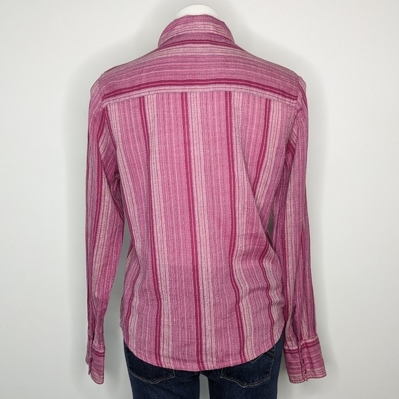 Harley Davidson pink purple striped collared button up shirt L - Picture 7 of 9